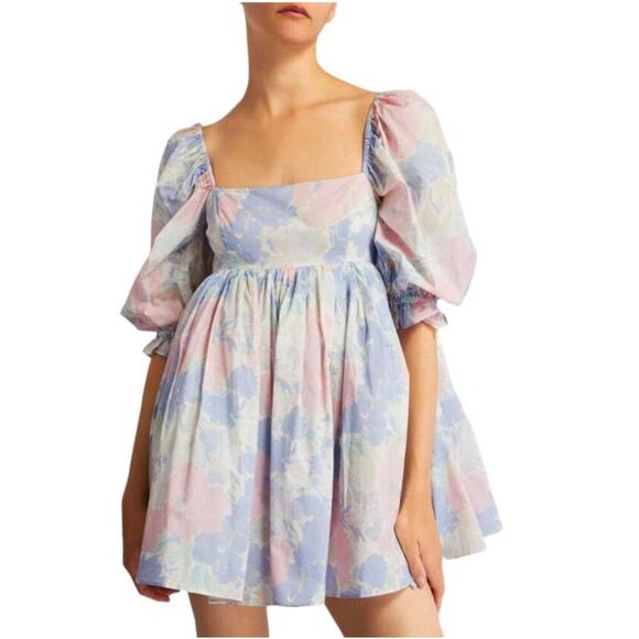 Selkie Dresses & Skirts - Selkie The Puff Babydoll MIni Dress White w/ Pastel Print Size Small